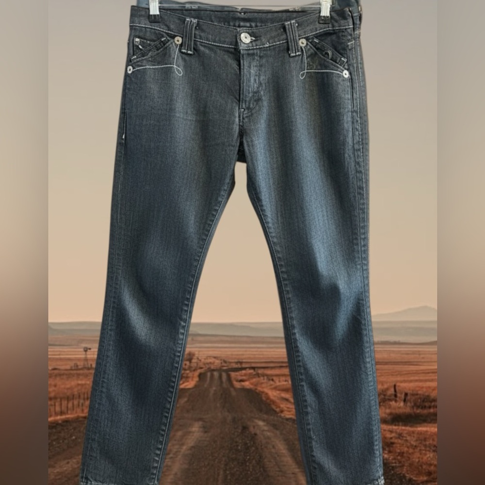 Western Detailed Hans Ubbink Men’s Dark Rinse Coated Button Fly Jeans 34x34